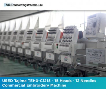 USED Tajima TEHX-C1215 - 15 Heads - 12 Needles - Commercial Embroidery Machine