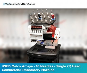 USED Melco Amaya - 16 Needles - Single (1) Head - Commercial Embroidery Machine