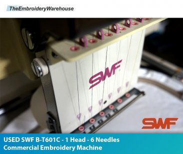 USED SWF B-T601C - 1 Head - 6 Needles Commercial Embroidery Machine