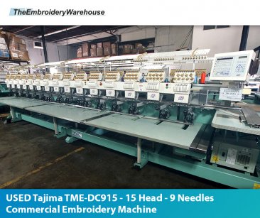 USED Tajima TME-DC915 - 15 Head - 9 Needles - Commercial Embroidery Machine