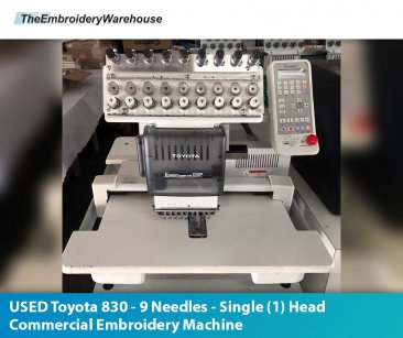 USED Toyota 830 - 9 Needles - Single (1) Head - Commercial Embroidery Machine