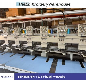 Barudan BENSME-ZN-15, 15-head, 9-needle, commercial embroidery machine