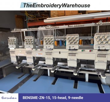 Barudan BENSME-ZN-15, 15-head, 9-needle, commercial embroidery machine