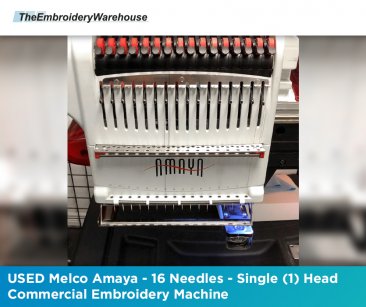 USED Melco Amaya - 16 Needles - Single (1) Head - Commercial Embroidery Machine