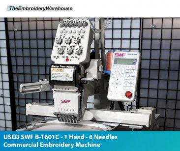 USED SWF B-T601C - 1 Head - 6 Needles Commercial Embroidery Machine