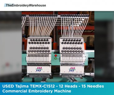 USED Tajima TEMX-C1512 - 12 Heads - 15 Needles - Commercial Embroidery Machine