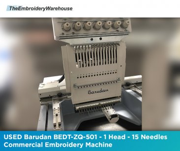 USED Barudan BEDT-ZQ-501 - 1 Head - 15 Needles Commercial Embroidery Machine