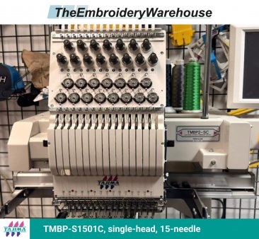 Tajima TMBP-S1501C, single-head, 15-needle, commercial embroidery machine