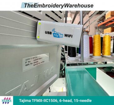 Tajima TFMX-IIC1506, 6-head, 15-needle, commercial embroidery machine