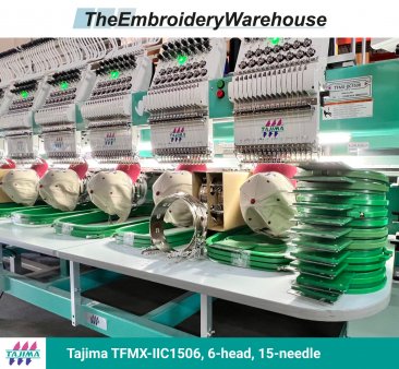 Tajima TFMX-IIC1506, 6-head, 15-needle, commercial embroidery machine