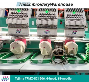 Tajima TFMX-IIC1506, 6-head, 15-needle, commercial embroidery machine