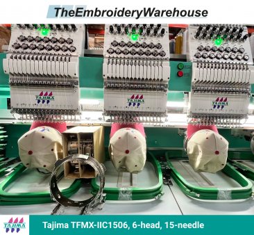 Tajima TFMX-IIC1506, 6-head, 15-needle, commercial embroidery machine