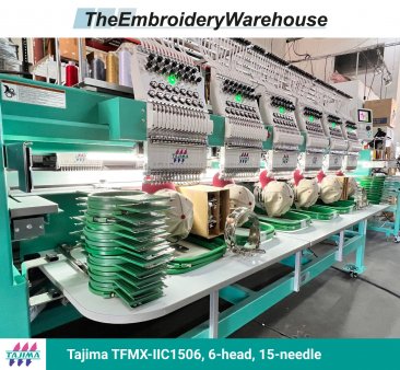 Tajima TFMX-IIC1506, 6-head, 15-needle, commercial embroidery machine