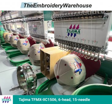 Tajima TFMX-IIC1506, 6-head, 15-needle, commercial embroidery machine