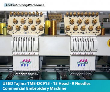 USED Tajima TME-DC915 - 15 Head - 9 Needles - Commercial Embroidery Machine