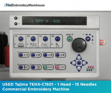 USED Tajima TEHX-C1501 - 1 Head - 15 Needles - Commercial Embroidery Machine