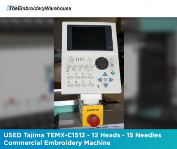 USED Tajima TEMX-C1512 - 12 Heads - 15 Needles - Commercial Embroidery Machine