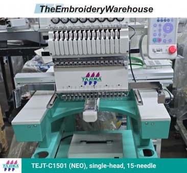 Tajima TEJT-C1501 (NEO), single-head, 15-needle, commercial embroidery machine