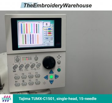 Tajima TUMX-C1501, single-head, 15-needle, commercial embroidery machine