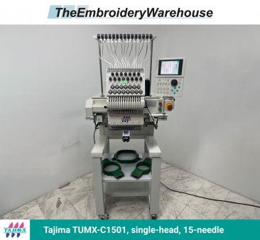 Tajima TUMX-C1501, single-head, 15-needle, commercial embroidery machine