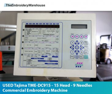 USED Tajima TME-DC915 - 15 Head - 9 Needles - Commercial Embroidery Machine