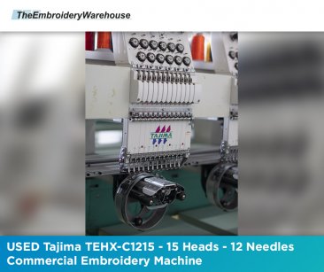 USED Tajima TEHX-C1215 - 15 Heads - 12 Needles - Commercial Embroidery Machine