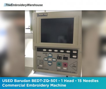 USED Barudan BEDT-ZQ-501 - 1 Head - 15 Needles Commercial Embroidery Machine