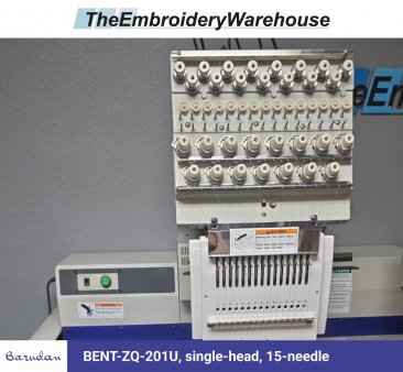 Barudan BENT-ZQ-201U, single-head, 15-needle, commercial embroidery machine