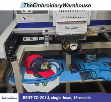 Barudan BENT-ZQ-201U, single-head, 15-needle, commercial embroidery machine