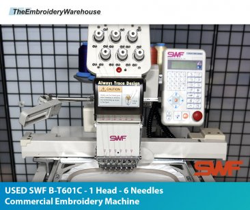 USED SWF B-T601C - 1 Head - 6 Needles Commercial Embroidery Machine