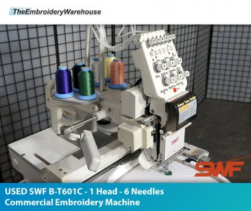 USED SWF B-T601C - 1 Head - 6 Needles Commercial Embroidery Machine