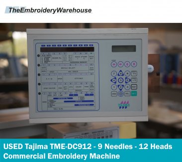 USED Tajima TME-DC912 - 9 Needles - 12 Heads - Commercial Embroidery Machine