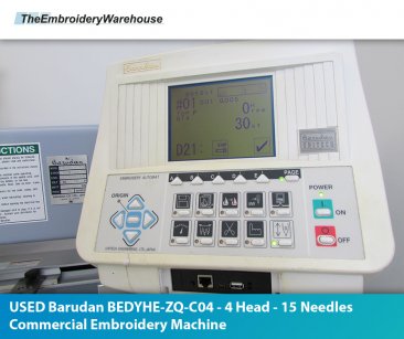 USED Barudan BEDYHE-ZQ-C04 - 4 Head - 15 Needles - Commercial Embroidery Machine