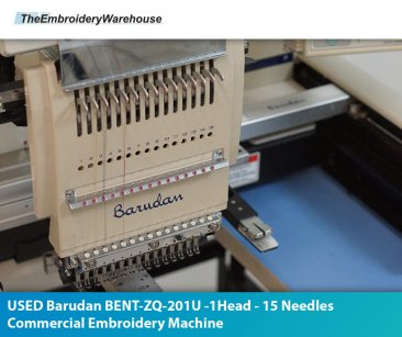 USED Barudan BENT-ZQ-201U - 1Head - 15 Needles Commercial Embroidery Machine