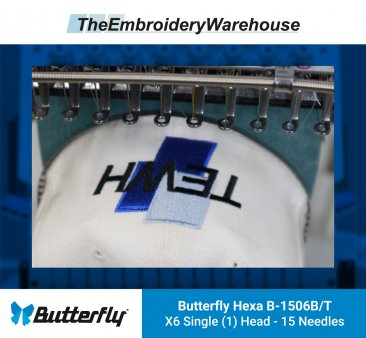 ButterFly Hexa-1506B/T - 6 Heads - 15 Needles - Commercial Embroidery Machine - NEW (2023)