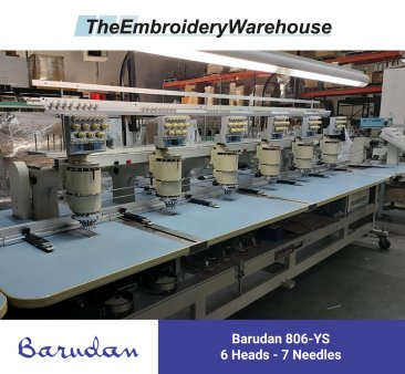 Barudan 806-YS - 6 Heads - 7 Needles - Commercial Embroidery Machine