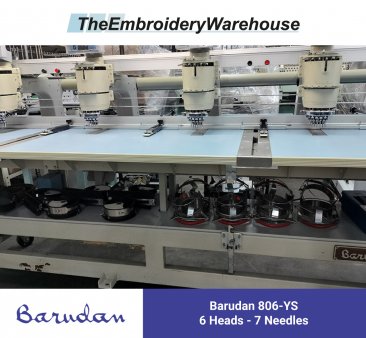 Barudan 806-YS - 6 Heads - 7 Needles - Commercial Embroidery Machine