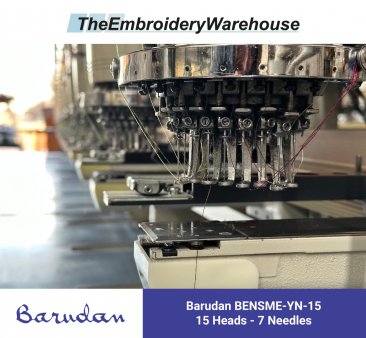 Barudan BENSME-YN-15, 15-head, 7-needle, commercial embroidery machine