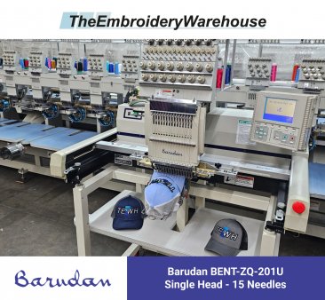 Barudan BENT-ZQ-201U, single-head, 15-needle, commercial embroidery machine