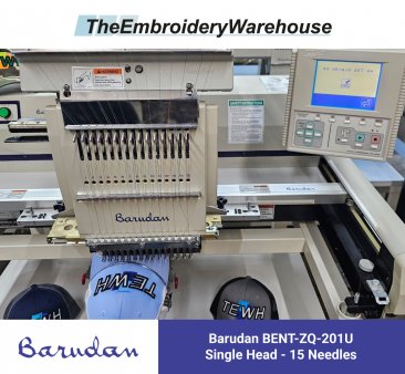 Barudan BENT-ZQ-201U, single-head, 15-needle, commercial embroidery machine