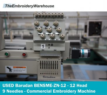 USED Barudan BENSME-ZN-12 - 12 Head - 9 Needles - Commercial Embroidery Machine