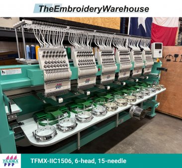 Tajima TFMX-IIC1506, 6-head, 15-needle, commercial embroidery machine