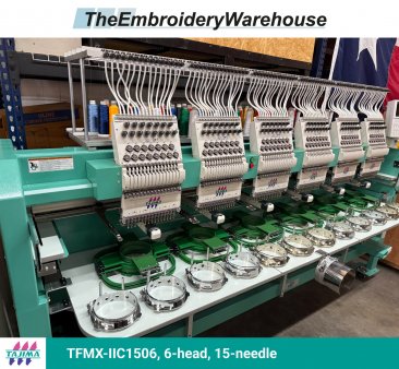 Tajima TFMX-IIC1506, 6-head, 15-needle, commercial embroidery machine