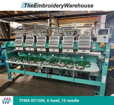 Tajima TFMX-IIC1506, 6-head, 15-needle, commercial embroidery machine