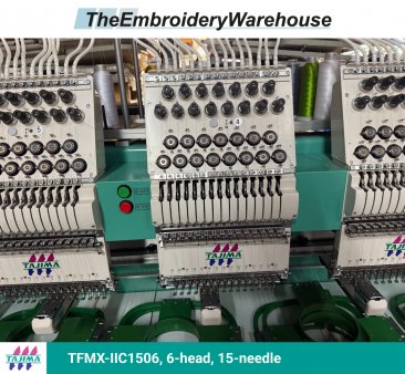 Tajima TFMX-IIC1506, 6-head, 15-needle, commercial embroidery machine