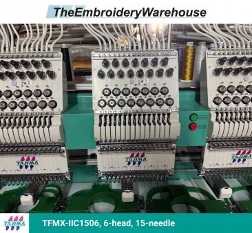 Tajima TFMX-IIC1506, 6-head, 15-needle, commercial embroidery machine
