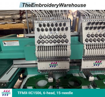 Tajima TFMX-IIC1506, 6-head, 15-needle, commercial embroidery machine