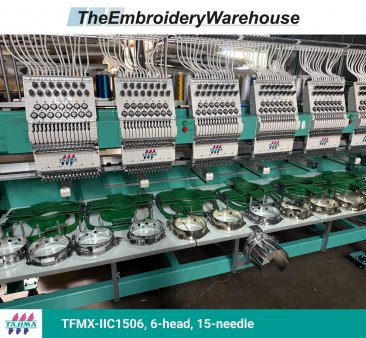 Tajima TFMX-IIC1506, 6-head, 15-needle, commercial embroidery machine