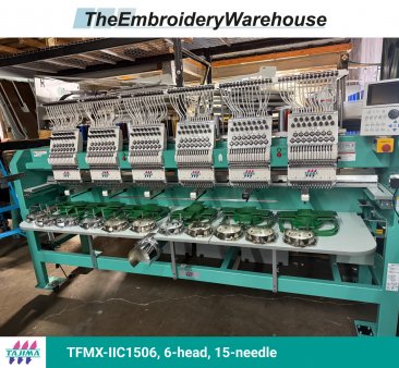 Tajima TFMX-IIC1506, 6-head, 15-needle, commercial embroidery machine
