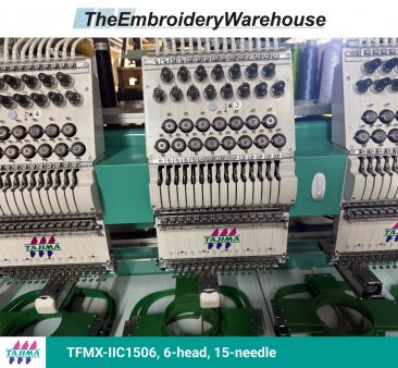 Tajima TFMX-IIC1506, 6-head, 15-needle, commercial embroidery machine